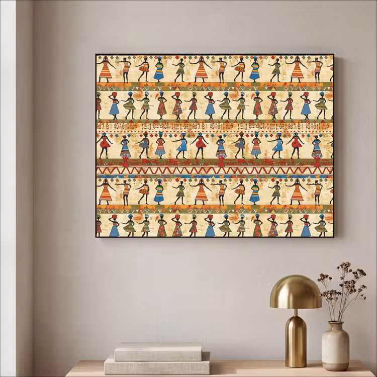 Art frame - Kleurrijk - Afrikaans - Etnisch - Dansende Vrouwen - Patroon — 5