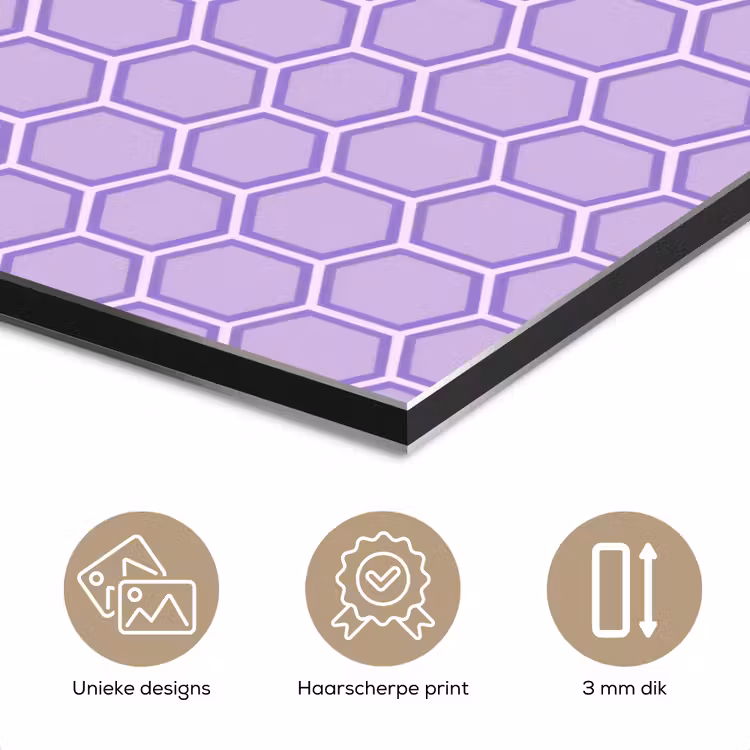 Aluminium schilderij - Paars - Geometrisch - Honeycomb - Bijenraat - Patroon — 7