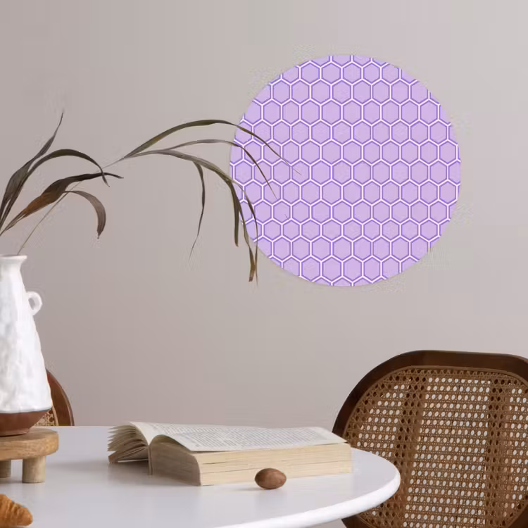 Behangcirkel - Paars - Geometrisch - Honeycomb - Bijenraat - Patroon — 4