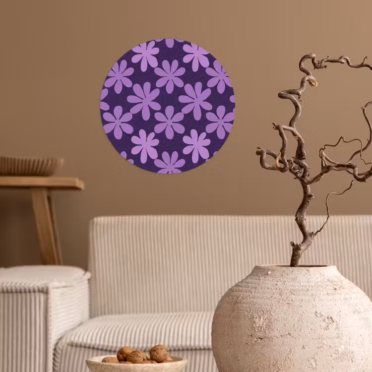Behangcirkel - Paars - Botanisch - Bloemen - Retro - Patroon — 2