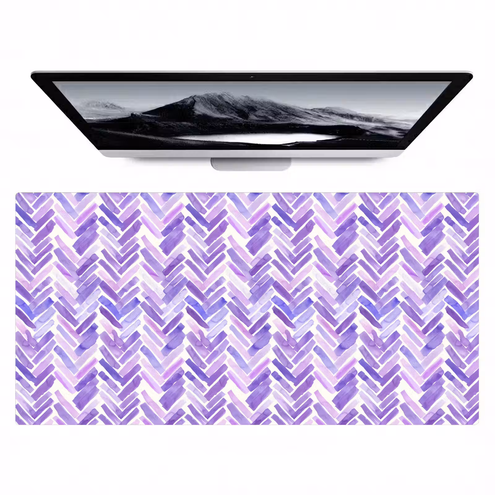 Bureau onderlegger - Paars - Visgraat - Aquarel - Penseelstreken - Patroon — 1