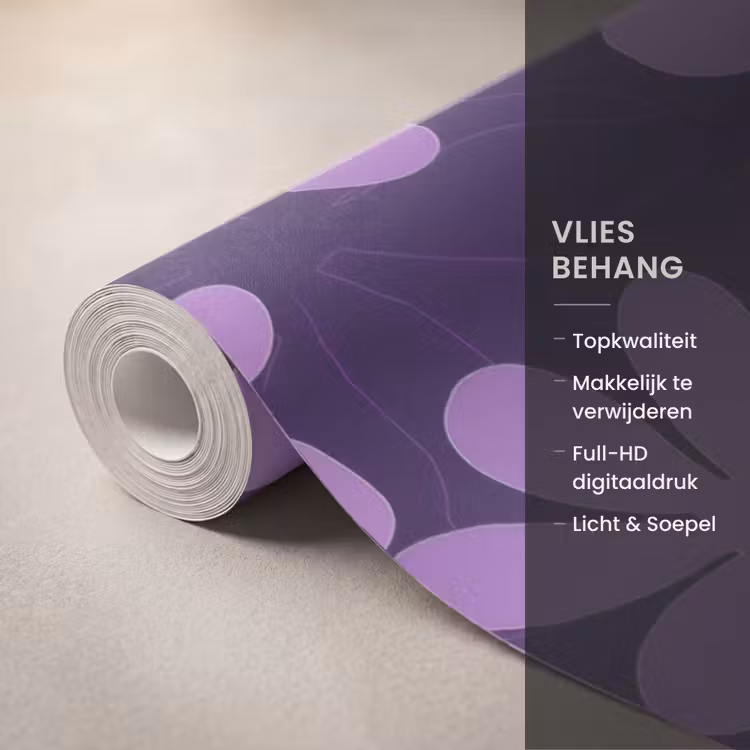 Behang - Paars - Botanisch - Bloemen - Retro - Patroon — 3