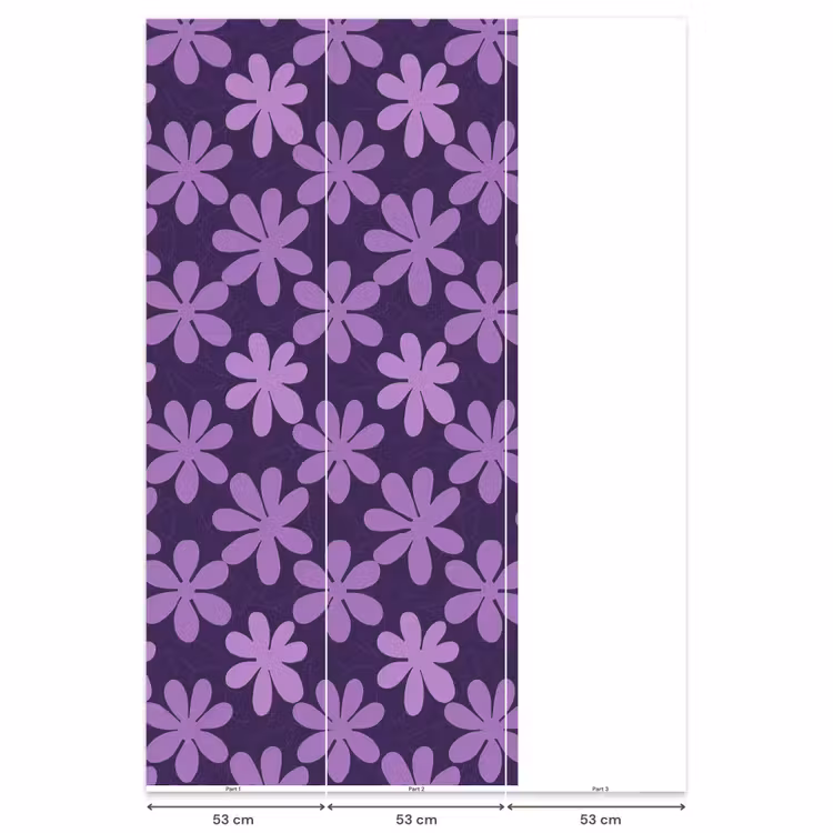 Behang - Paars - Botanisch - Bloemen - Retro - Patroon — 6