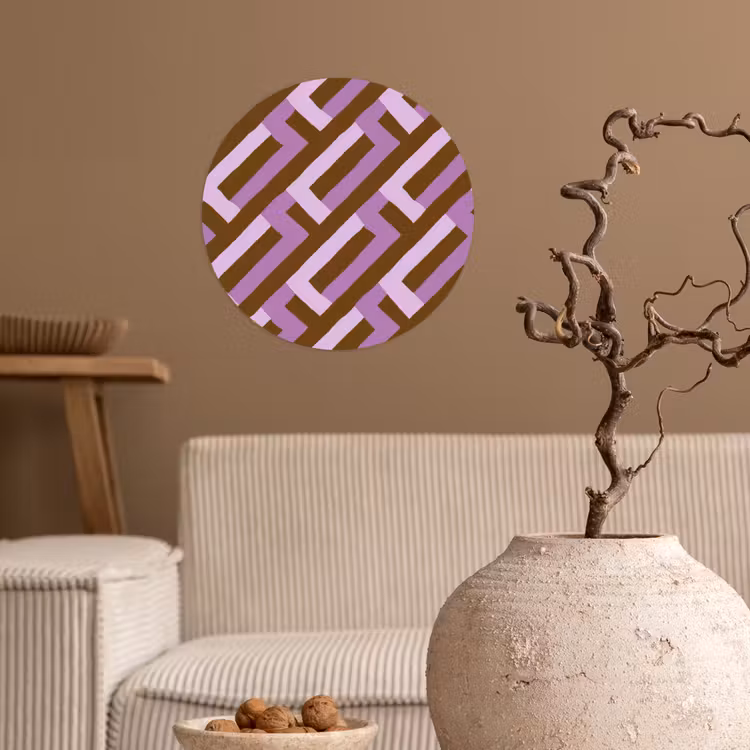Behangcirkel - Bruin - Roze - Geometrisch - Meander - Patroon — 2