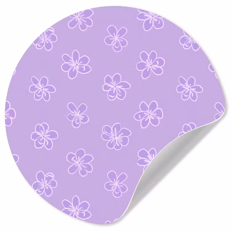 Behangcirkel - Lila - Botanisch - Bloemen - Handgetekend - Patroon — 1