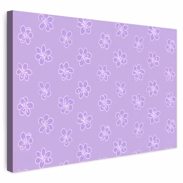 Buiten canvas - Lila - Botanisch - Bloemen - Handgetekend - Patroon — 1
