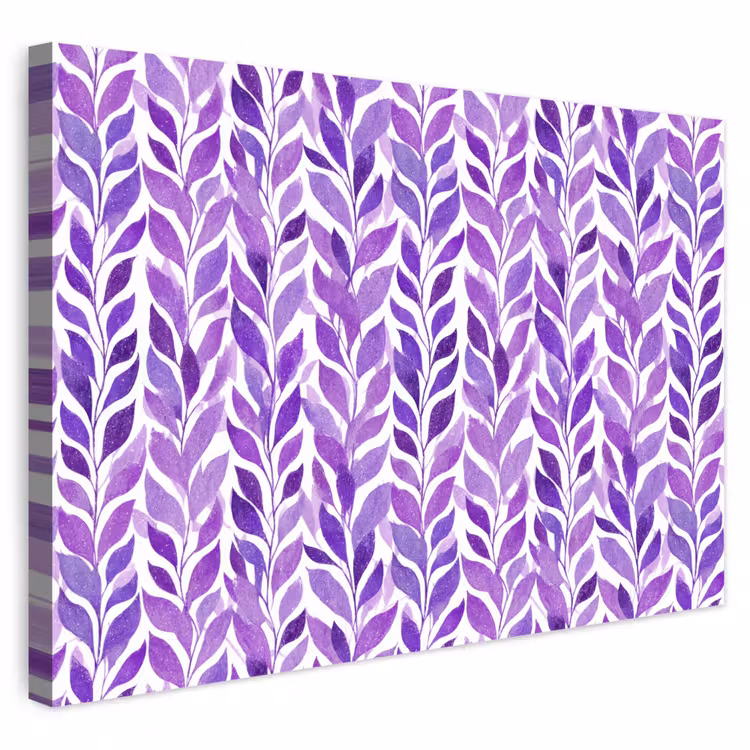 Buiten canvas - Paars - Botanisch - Bladeren - Aquarel - Takken - Patroon — 1