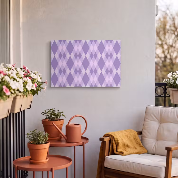 Buiten canvas - Paars - Geometrisch - Ruiten - Argyle - Patroon — 3
