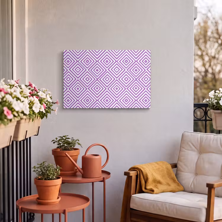 Buiten canvas - Paars - Geometrisch - Ruiten - Concentrisch - Patroon — 3