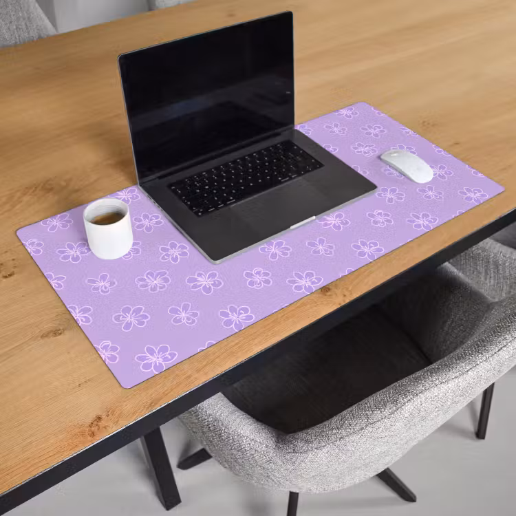 Bureau onderlegger - Lila - Botanisch - Bloemen - Handgetekend - Patroon — 3