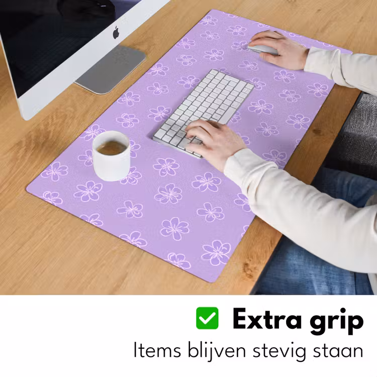 Bureau onderlegger - Lila - Botanisch - Bloemen - Handgetekend - Patroon — 6