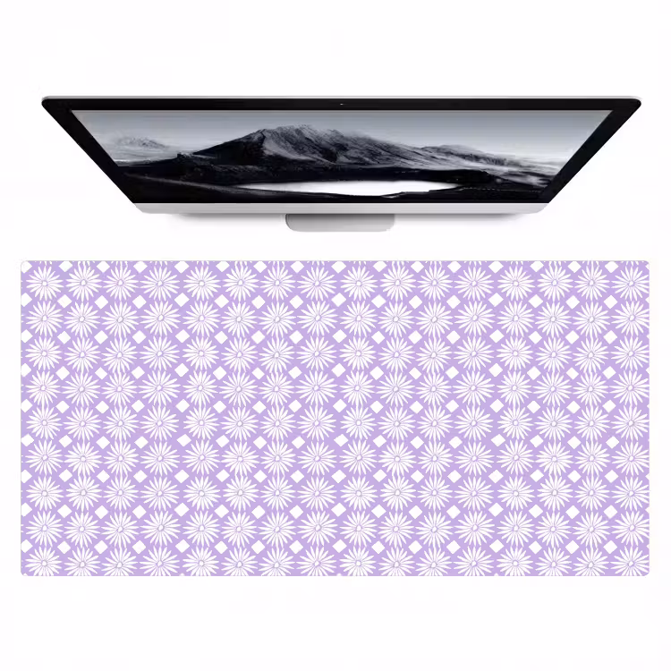 Bureau onderlegger - Lila - Botanisch - Bloemen - Margrieten - Patroon — 1
