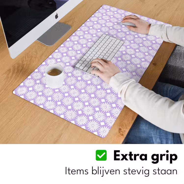 Bureau onderlegger - Lila - Botanisch - Bloemen - Margrieten - Patroon — 6