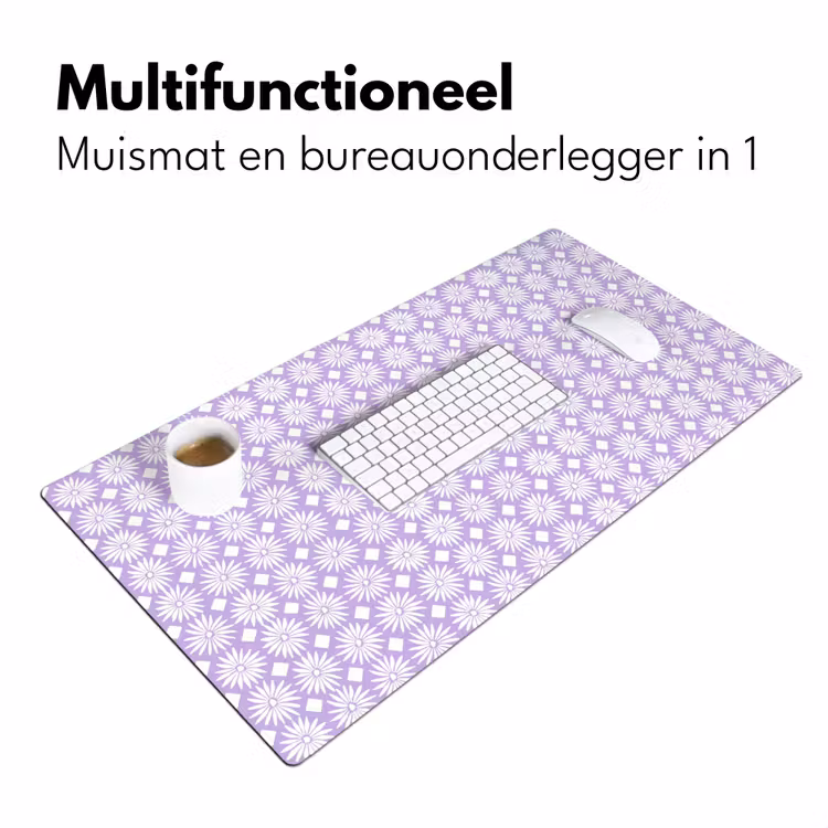Bureau onderlegger - Lila - Botanisch - Bloemen - Margrieten - Patroon — 7