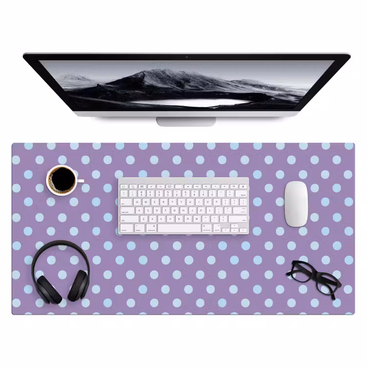 Bureau onderlegger - Paars - Blauw - Geometrisch - Stippen - Polka Dot - Patroon — 4