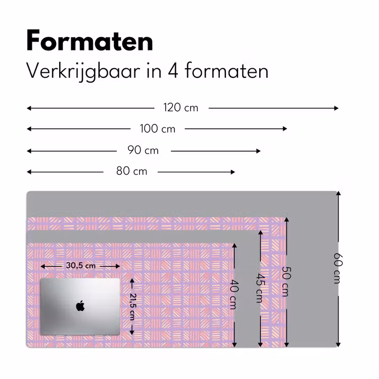 Bureau onderlegger - Paars - Roze - Geometrisch - Strepen - Blokken - Patroon — 8