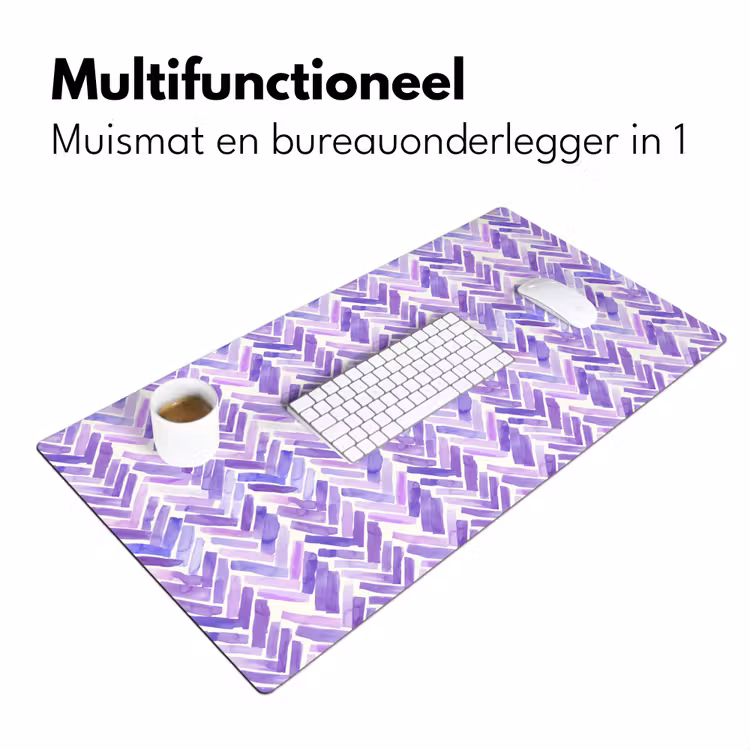 Bureau onderlegger - Paars - Visgraat - Aquarel - Penseelstreken - Patroon — 7