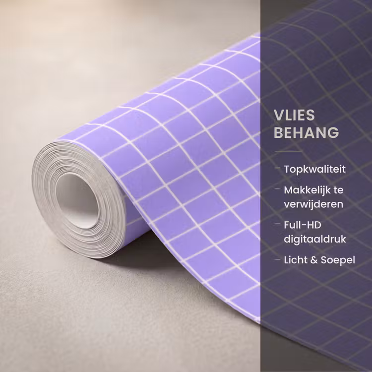 Behang - Paars - Geometrisch - Raster - Minimalistisch - Patroon — 3