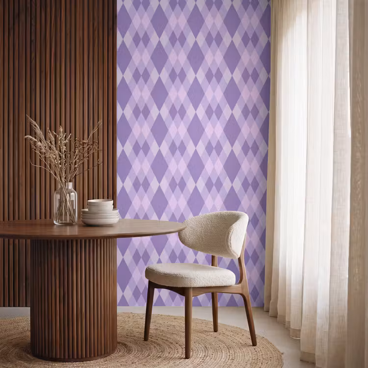 Behang - Paars - Geometrisch - Ruiten - Argyle - Patroon — 4