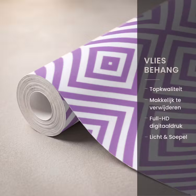 Behang - Paars - Geometrisch - Ruiten - Concentrisch - Patroon — 3