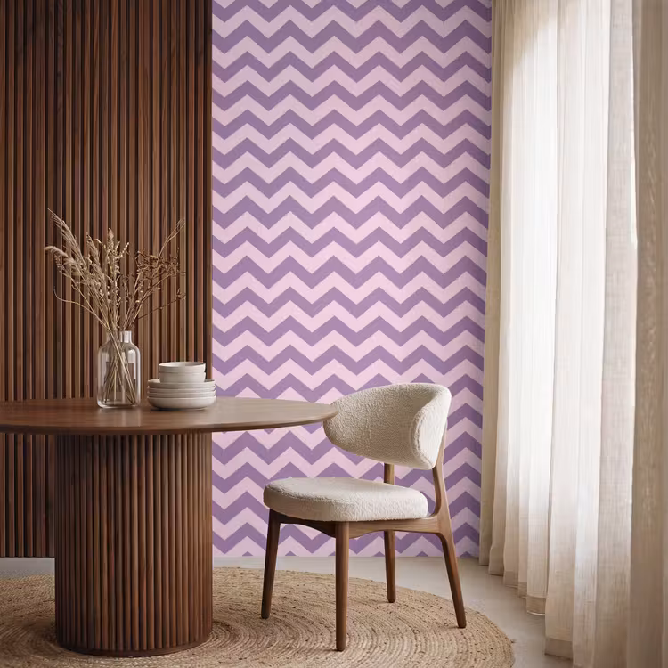Behang - Paars - Roze - Geometrisch - Chevron - Zigzag - Patroon — 4