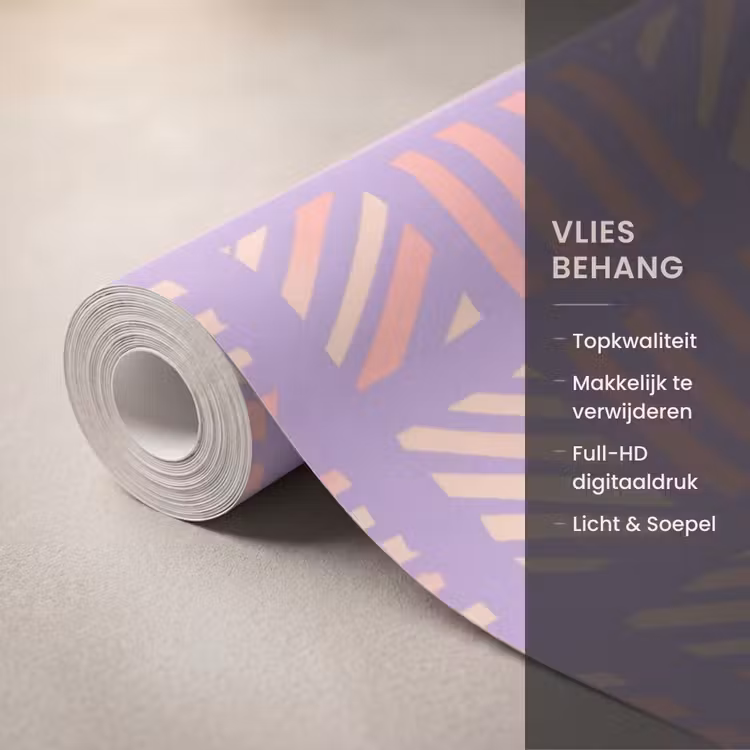 Behang - Paars - Roze - Geometrisch - Strepen - Blokken - Patroon — 3