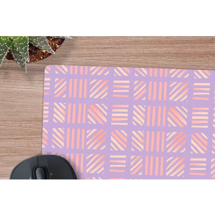 Muismat - Paars - Roze - Geometrisch - Strepen - Blokken - Patroon — 4