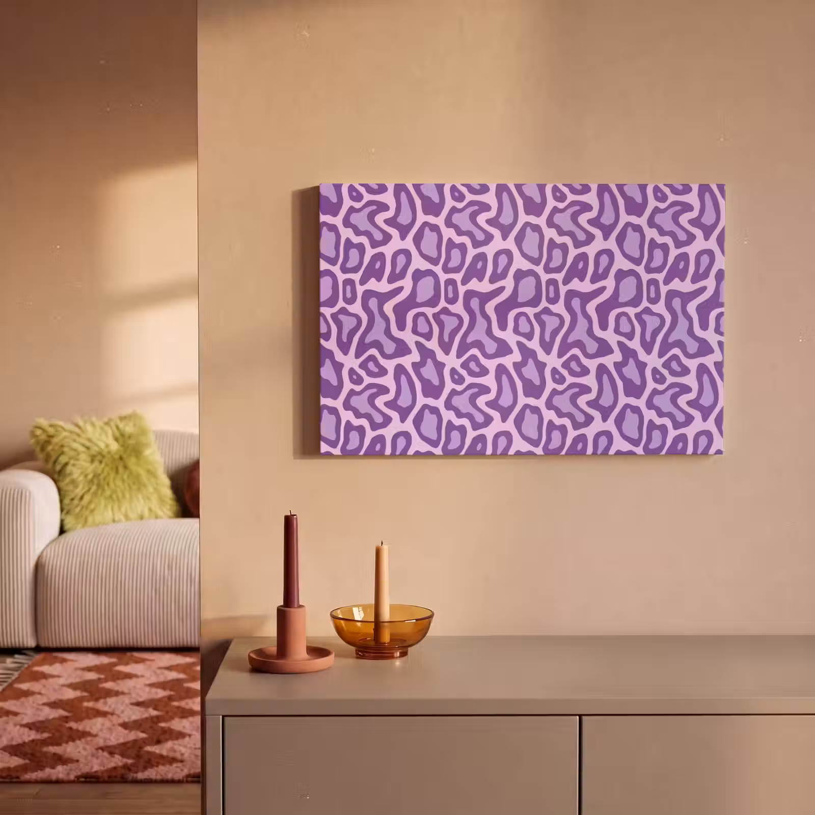 Canvas schilderij - Paars - Abstract - Luipaard - Vlekken - Groovy - Patroon — 1