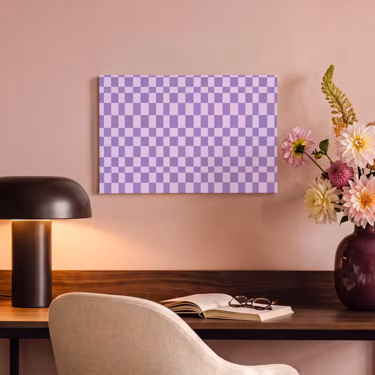 Canvas schilderij - Paars - Geometrisch - Dambord - Blokken - Patroon — 3