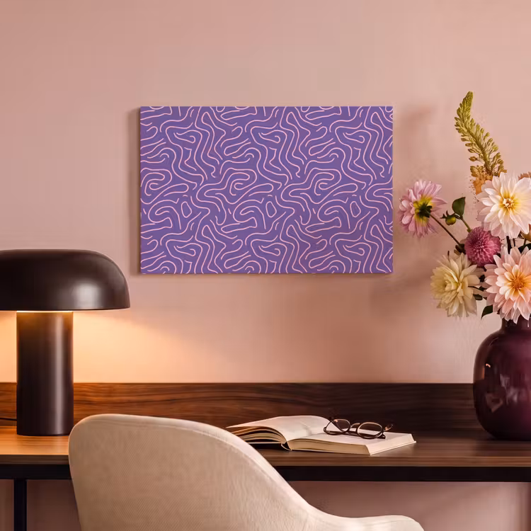 Canvas schilderij - Paars - Roze - Abstract - Lijnen - Doolhof - Patroon — 3