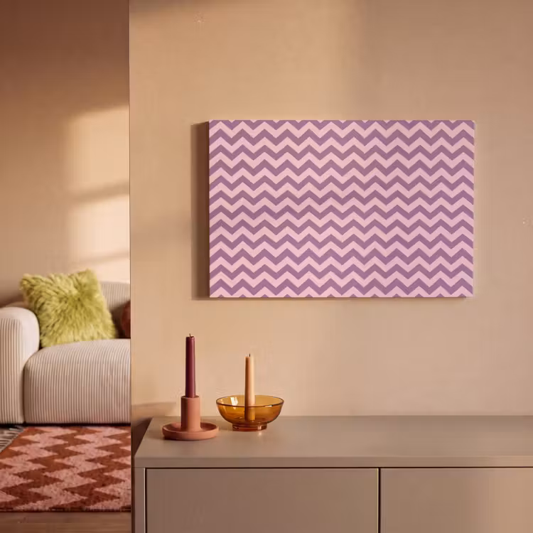 Canvas schilderij - Paars - Roze - Geometrisch - Chevron - Zigzag - Patroon — 1