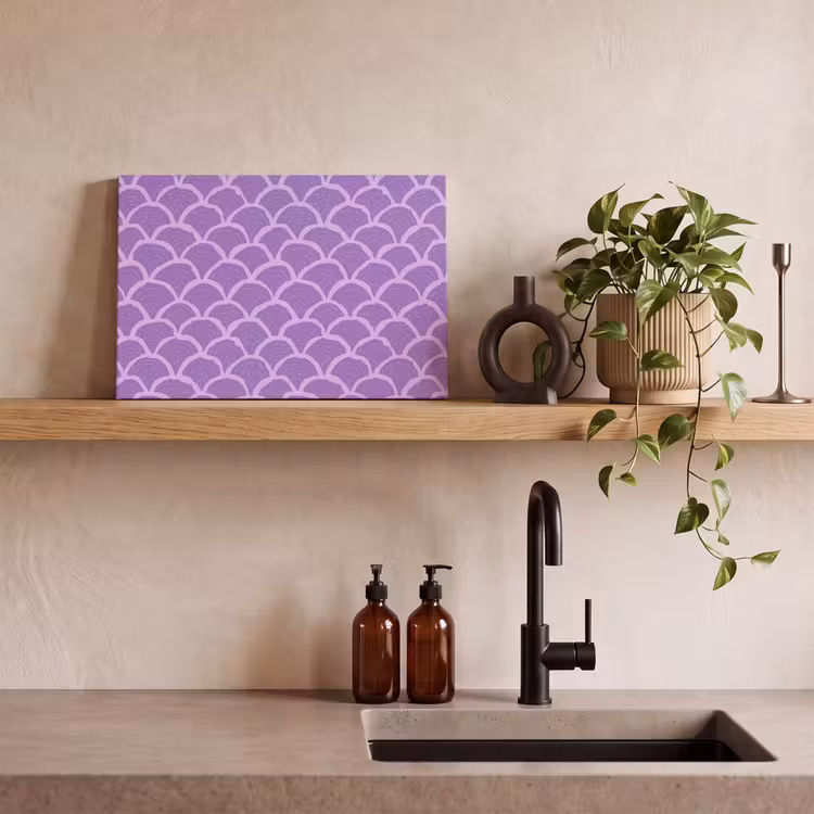 Canvas schilderij - Paars - Schubber - Schelpen - Handgetekend - Patroon — 2