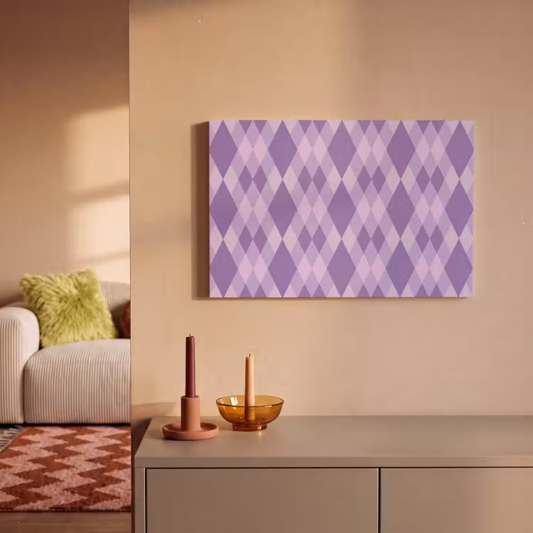 Canvas schilderij - Paars - Geometrisch - Ruiten - Argyle - Patroon — 1