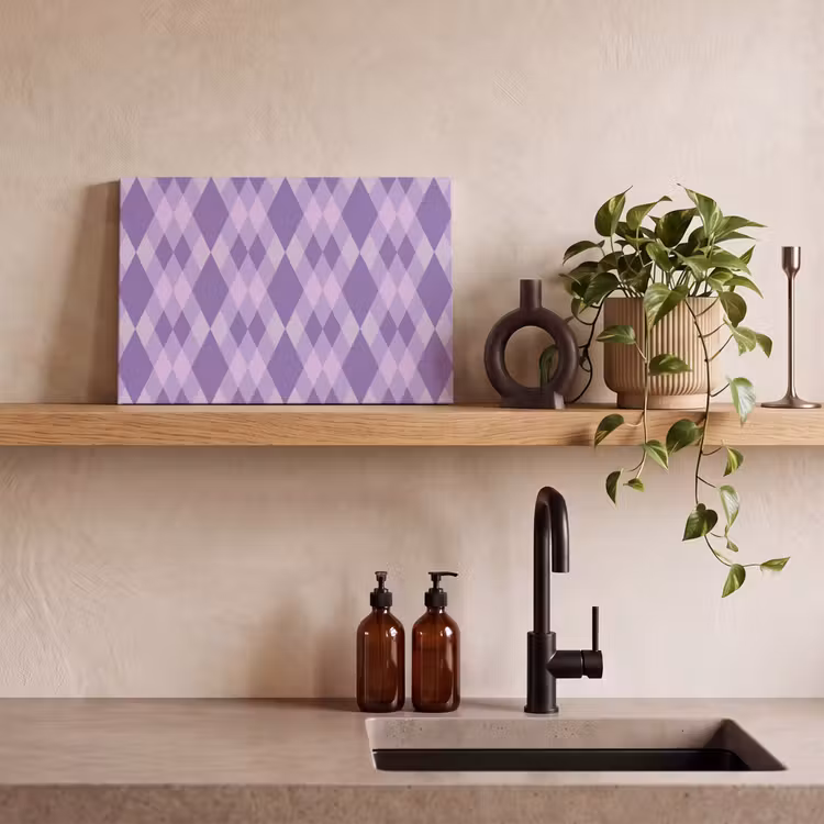 Canvas schilderij - Paars - Geometrisch - Ruiten - Argyle - Patroon — 2