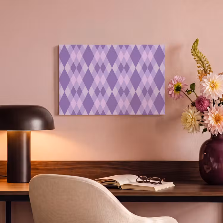 Canvas schilderij - Paars - Geometrisch - Ruiten - Argyle - Patroon — 3