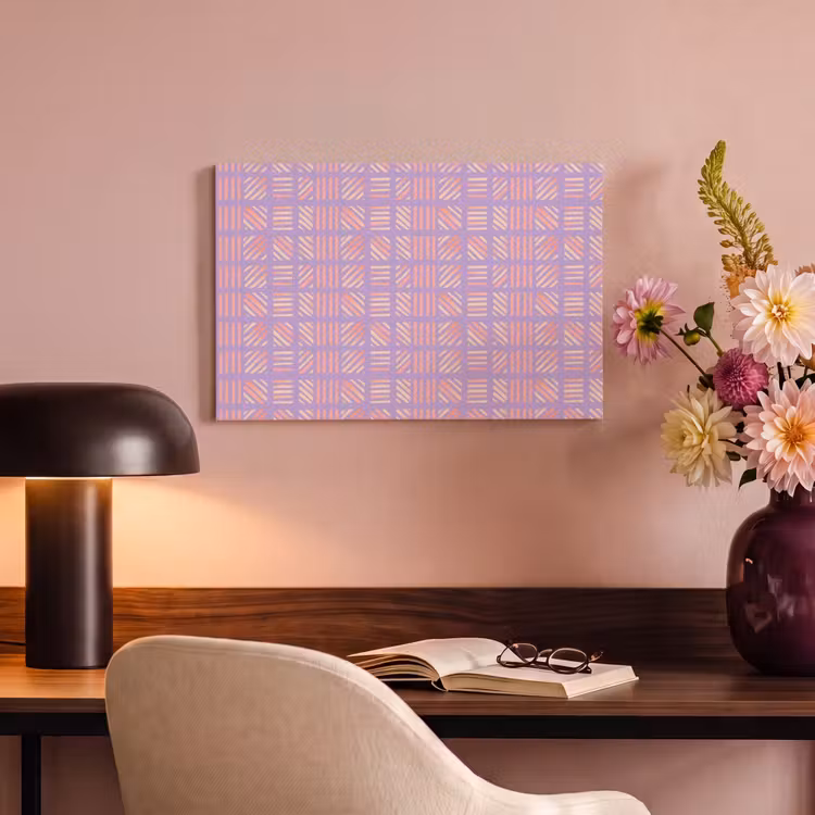 Canvas schilderij - Paars - Roze - Geometrisch - Strepen - Blokken - Patroon — 3