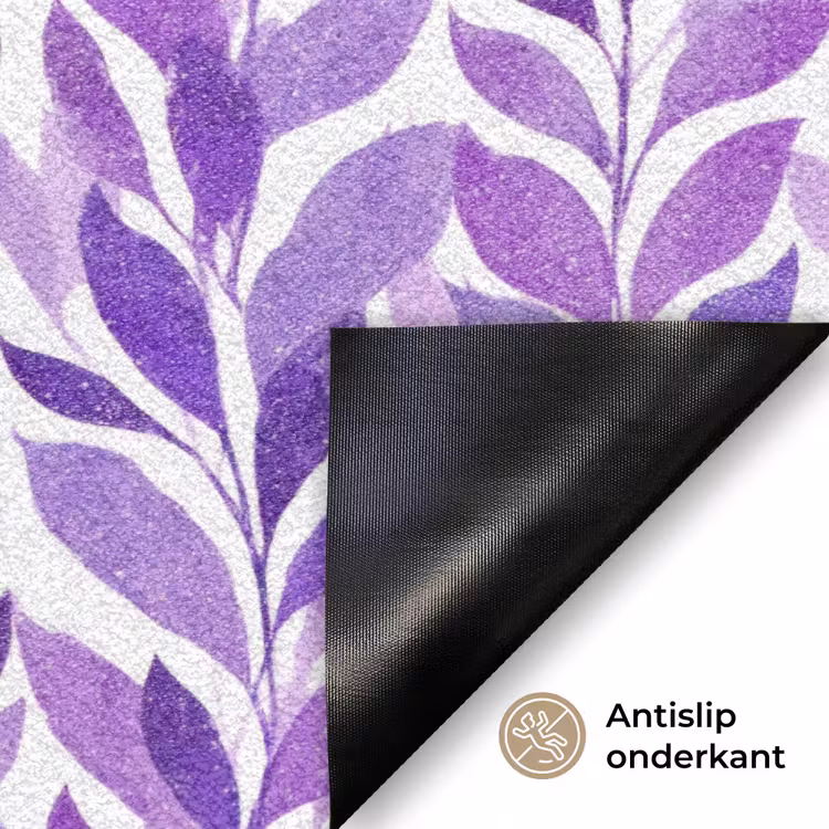 Deurmat - Paars - Botanisch - Bladeren - Aquarel - Takken - Patroon — 6