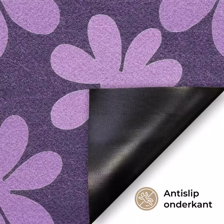 Deurmat - Paars - Botanisch - Bloemen - Retro - Patroon — 6