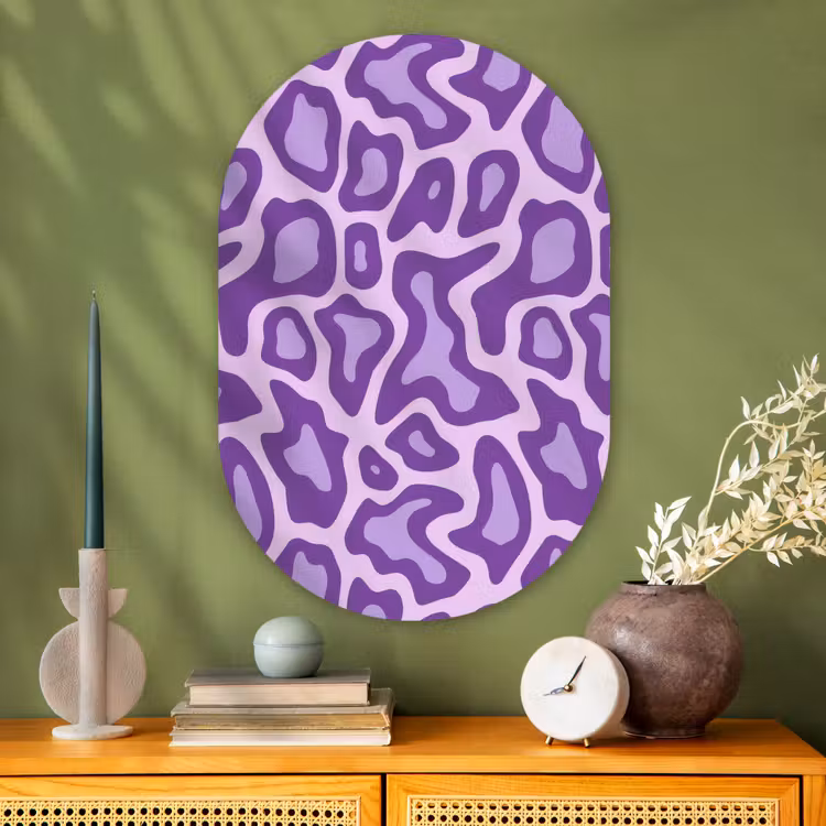 Muurovaal glas - Paars - Abstract - Luipaard - Vlekken - Groovy - Patroon — 2