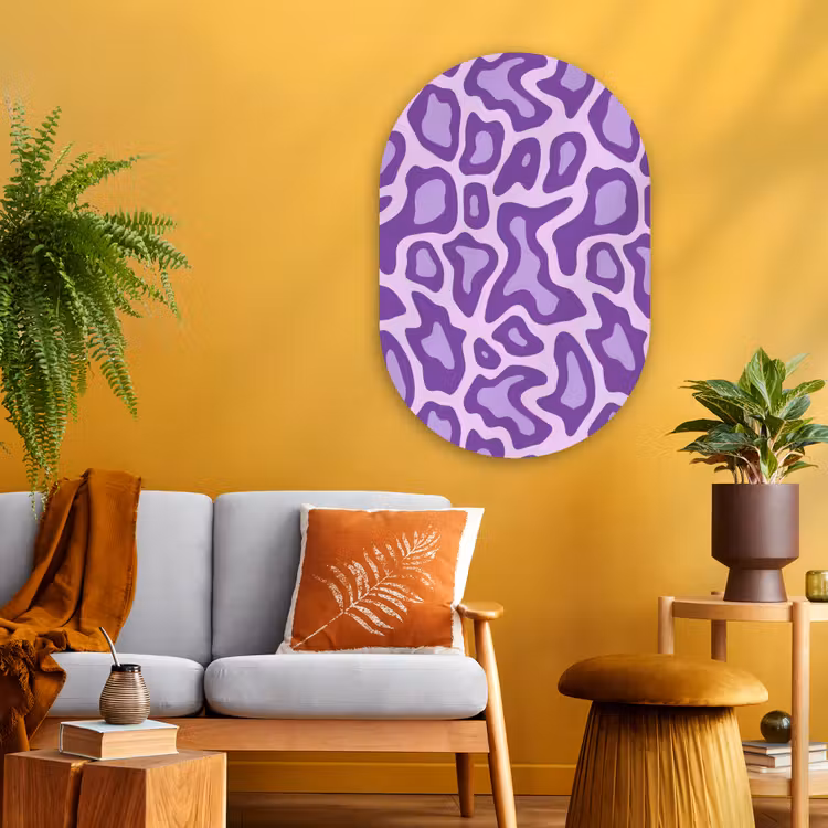 Muurovaal glas - Paars - Abstract - Luipaard - Vlekken - Groovy - Patroon — 3