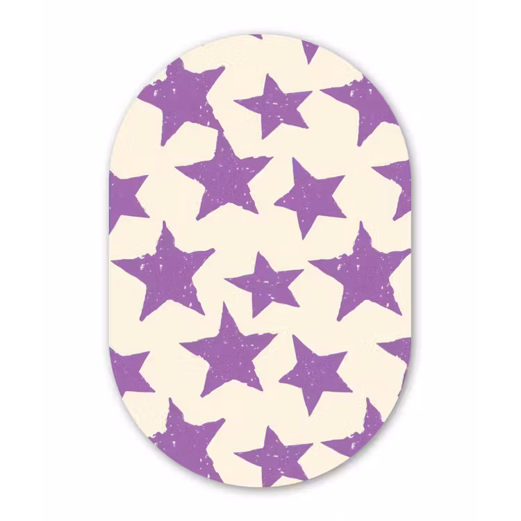 Muurovaal glas - Paars - Geometrisch - Sterren - Stempel - Patroon — 1
