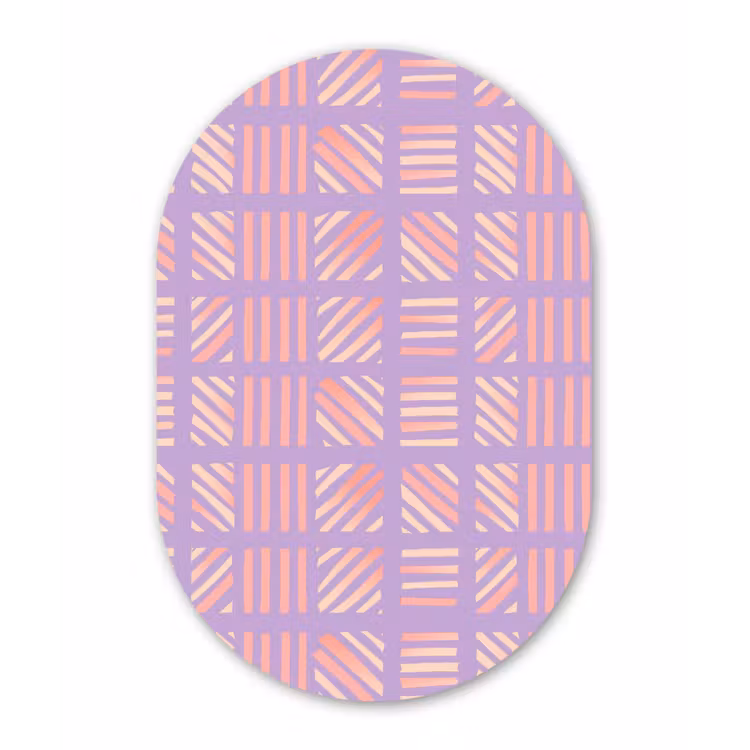 Muurovaal glas - Paars - Roze - Geometrisch - Strepen - Blokken - Patroon — 1