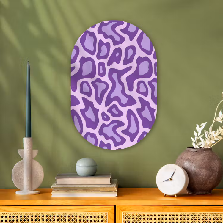 Muurovaal - Paars - Abstract - Luipaard - Vlekken - Groovy - Patroon — 1