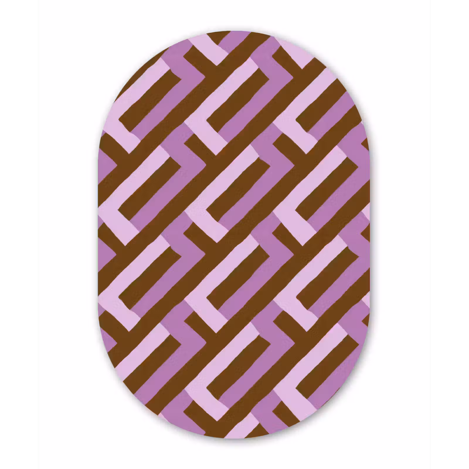 Muurovaal glas - Bruin - Roze - Geometrisch - Meander - Patroon — 1
