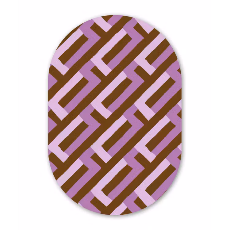 Muurovaal glas - Bruin - Roze - Geometrisch - Meander - Patroon — 1