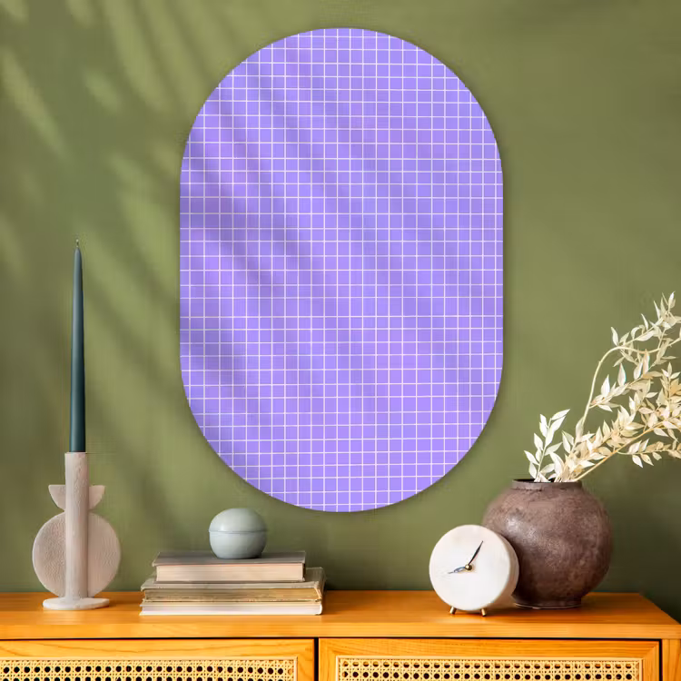 Muurovaal glas - Paars - Geometrisch - Raster - Minimalistisch - Patroon — 2