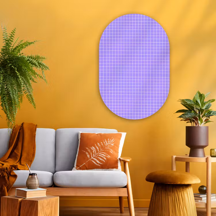 Muurovaal glas - Paars - Geometrisch - Raster - Minimalistisch - Patroon — 3