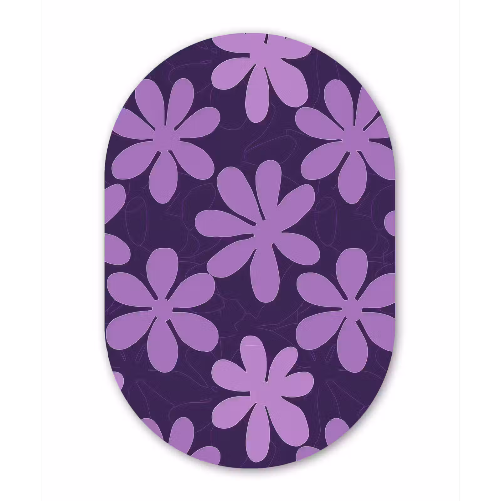 Muurovaal glas - Paars - Botanisch - Bloemen - Retro - Patroon — 1