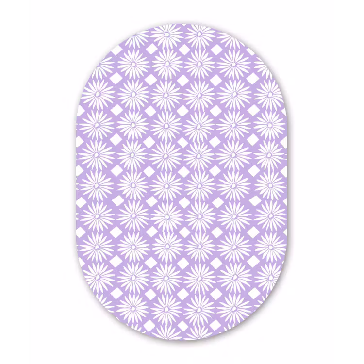 Muurovaal glas - Lila - Botanisch - Bloemen - Margrieten - Patroon — 1