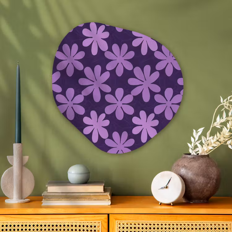 Organisch schilderij glas - Paars - Botanisch - Bloemen - Retro - Patroon — 2